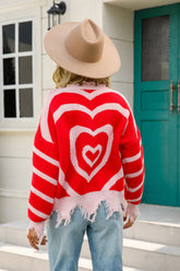 Pullover mit Herzmuster und Used-Look